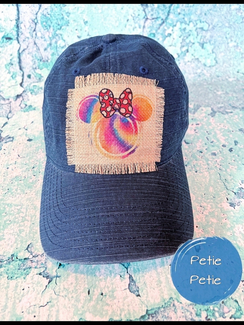 Navy Baseball Cap with Colorful Minnie Patch